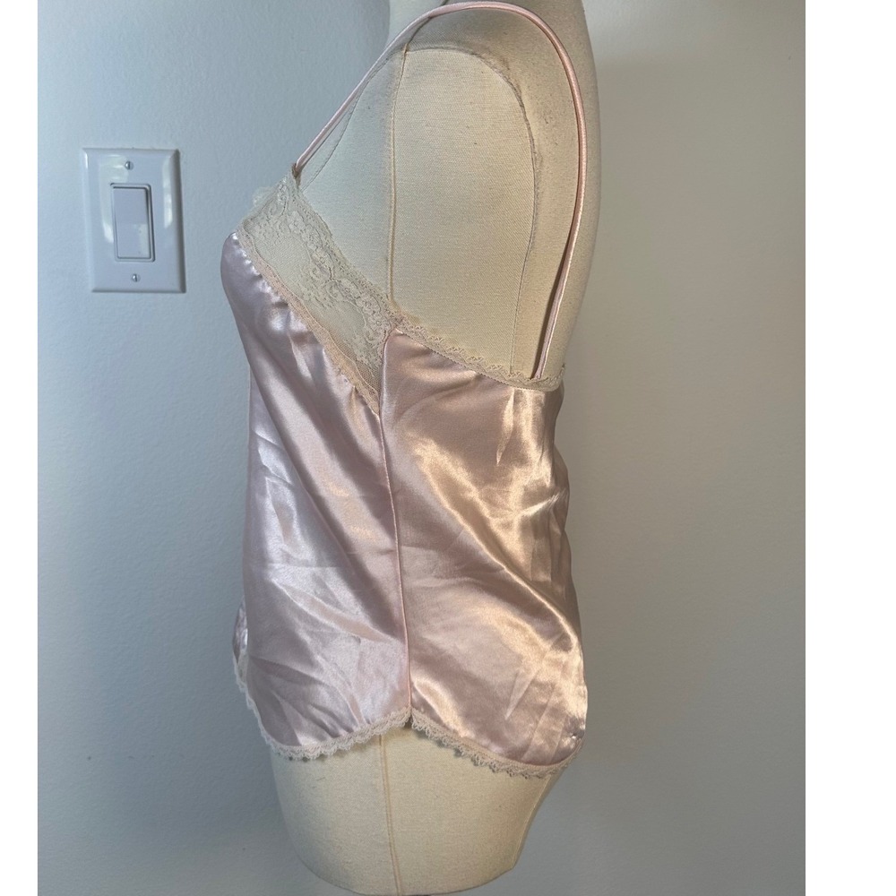 Vintage 80s Indulgence Pink Satin Lace Camisole Top Regency Victorian Coquette - Picture 3 of 10